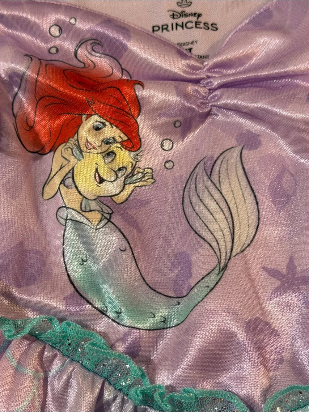 Disney Princess Ariel Little Mermaid Nightgown Costume Dress Up 3T Pink Teal - Picture 3 of 4